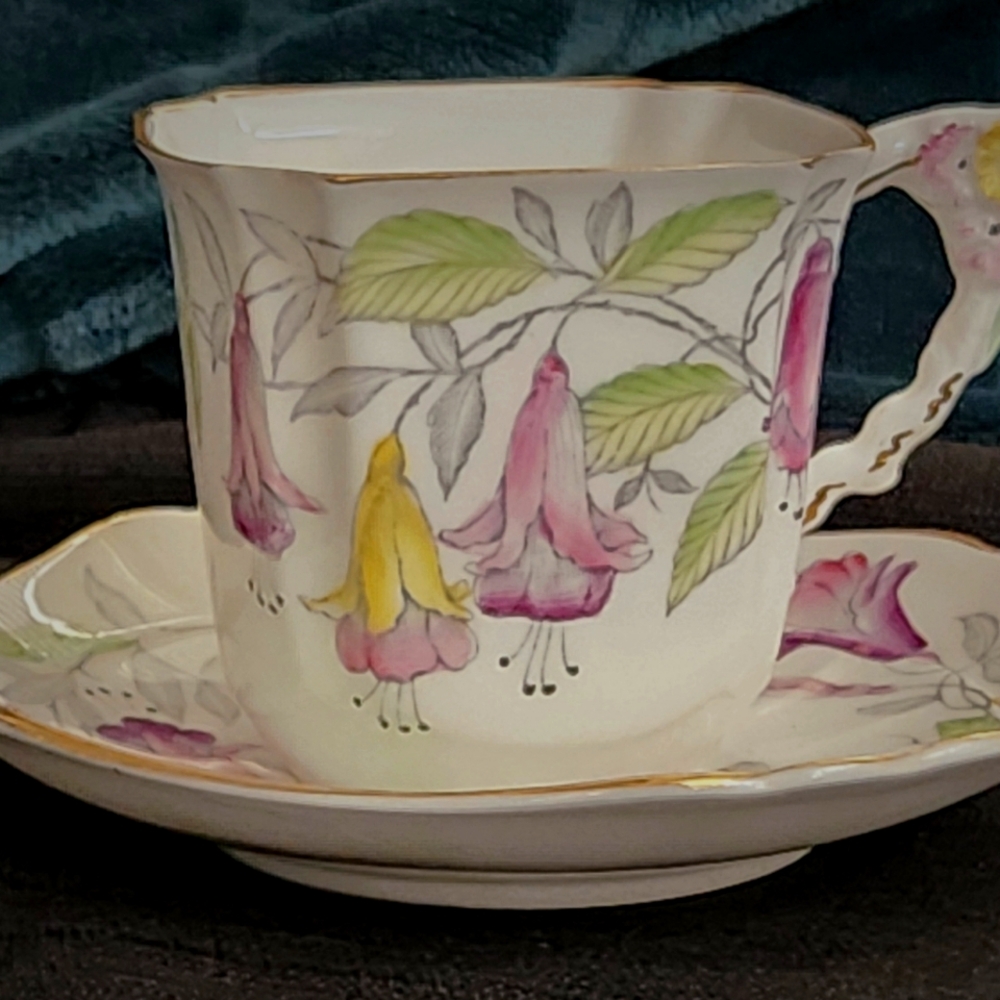 Royal Stafford "Fuchsia" Design Vintage Cup & Saucer
